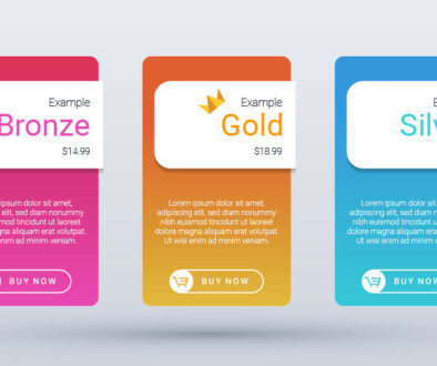 Three panel price plan example with Bronze, Gold, and Silver.