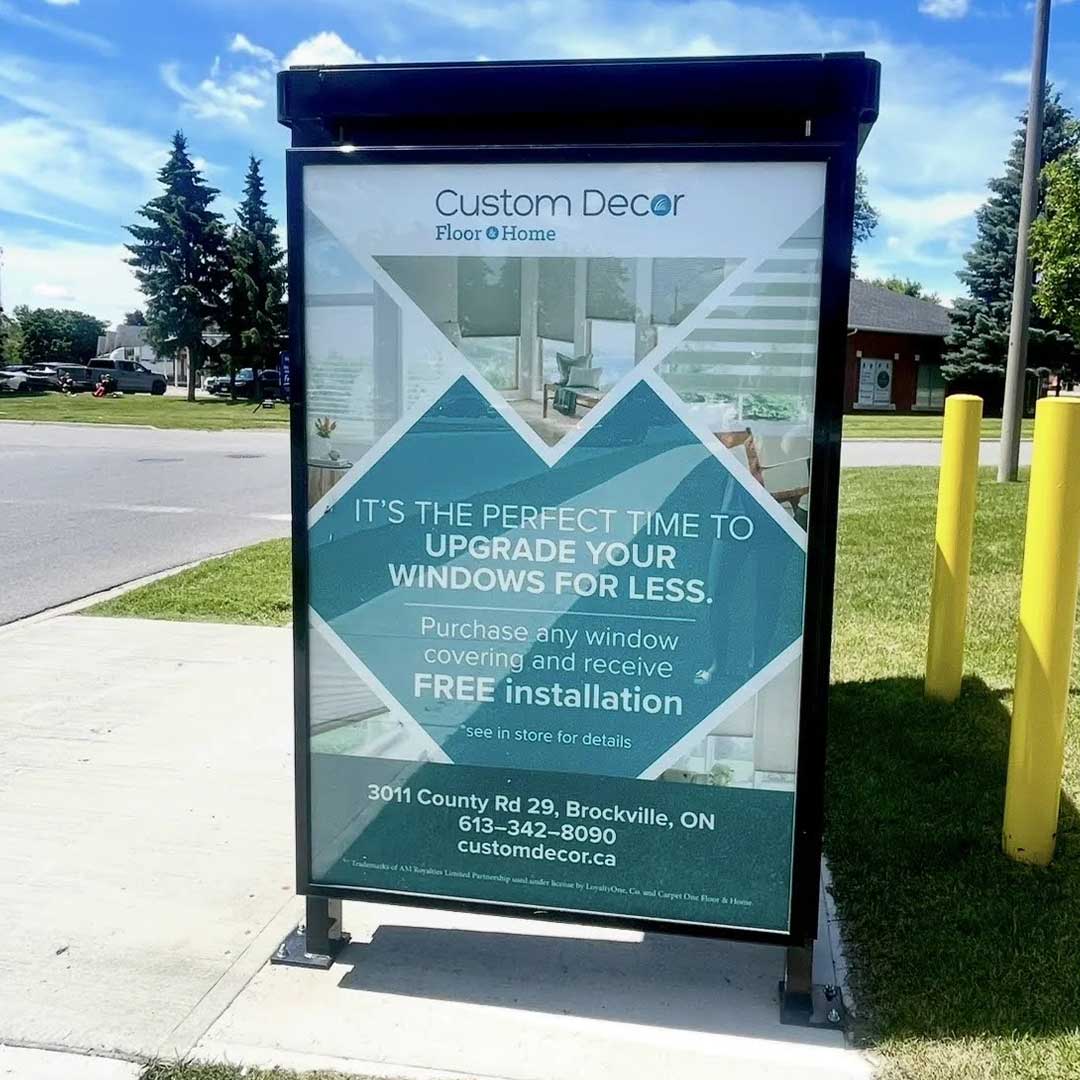 cd-bus-shelter An exterior bus shelter sign